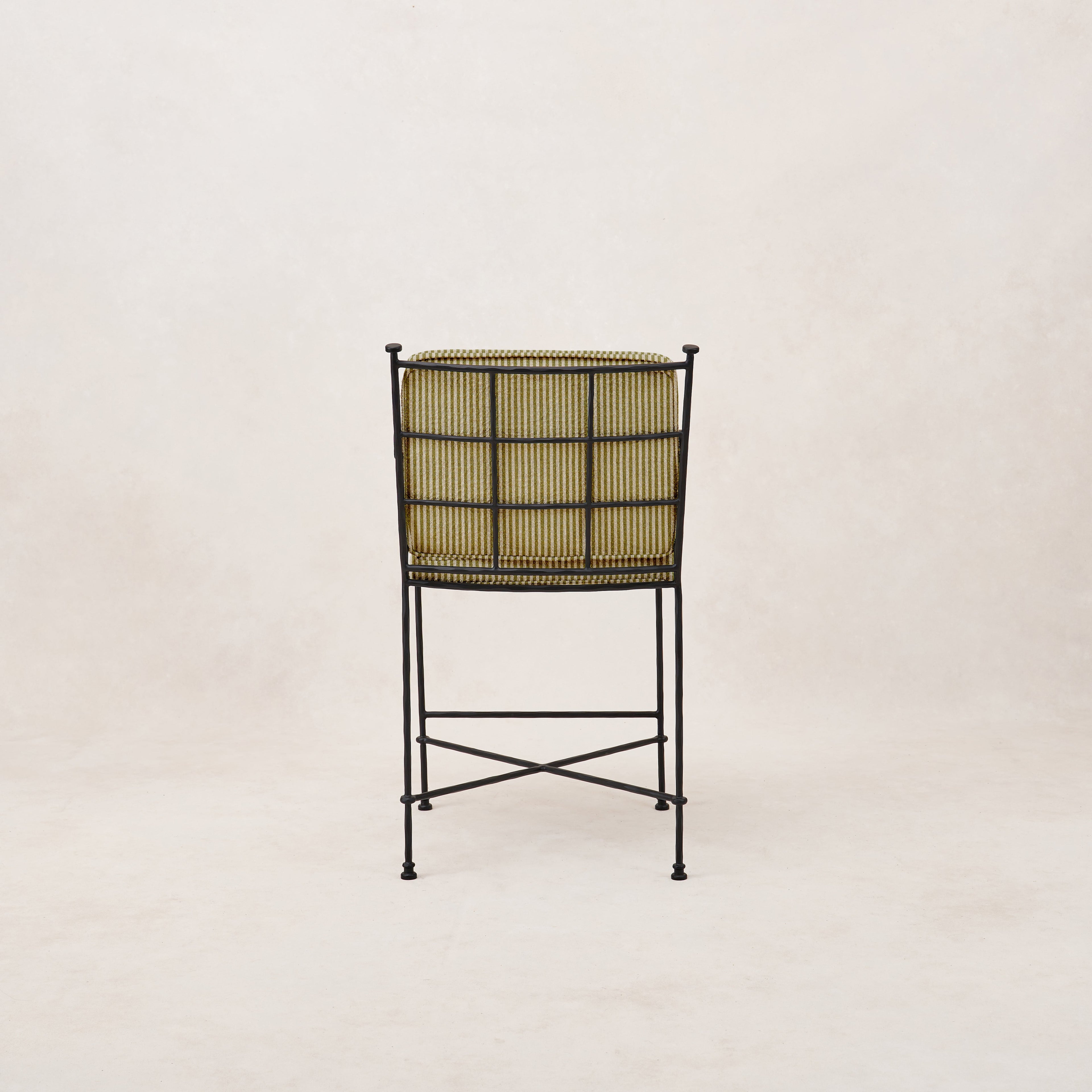 Chic Olive Striped Outdoor Counter Stool - Provence Collection