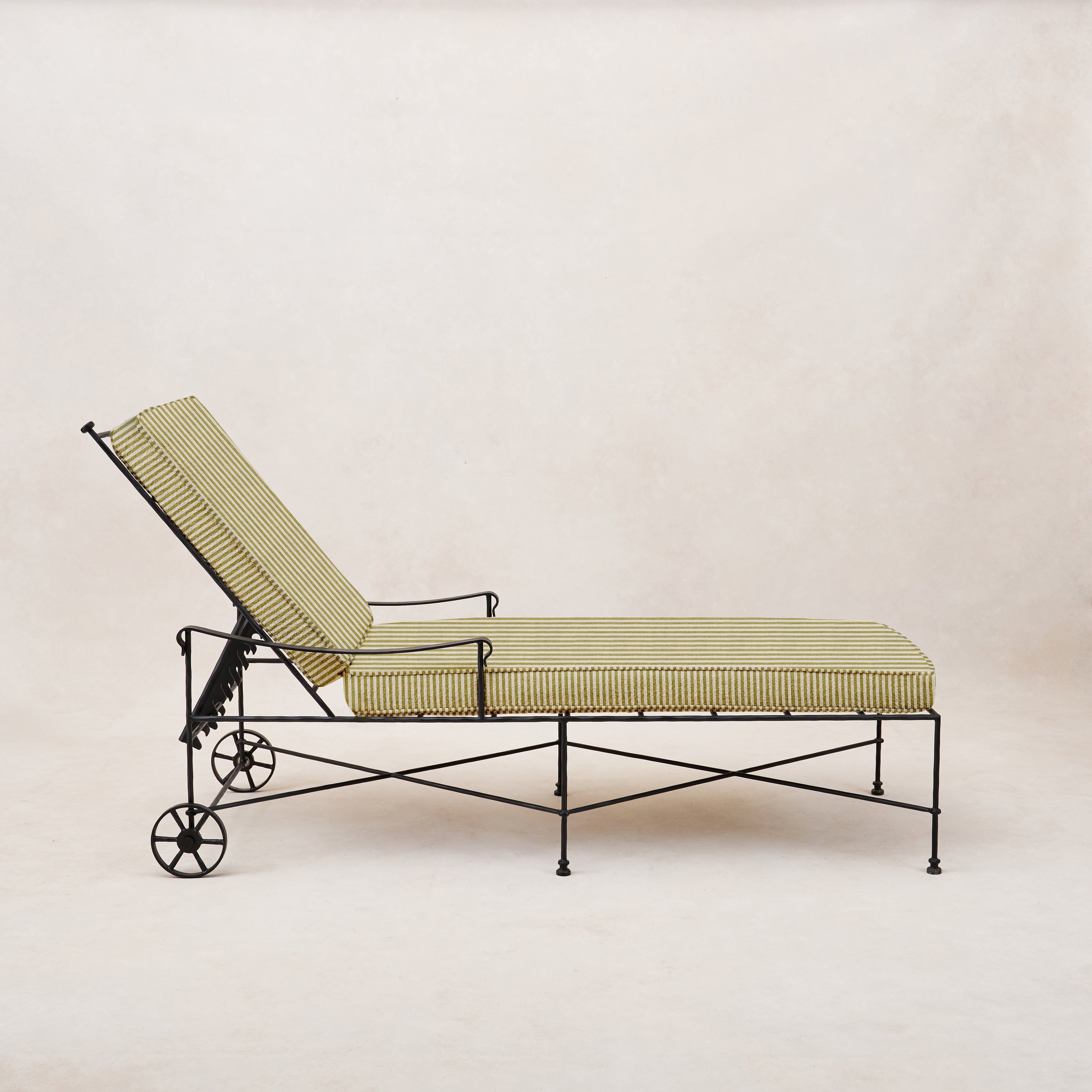 Provence Outdoor Chaise Lounge - Olive Striped
