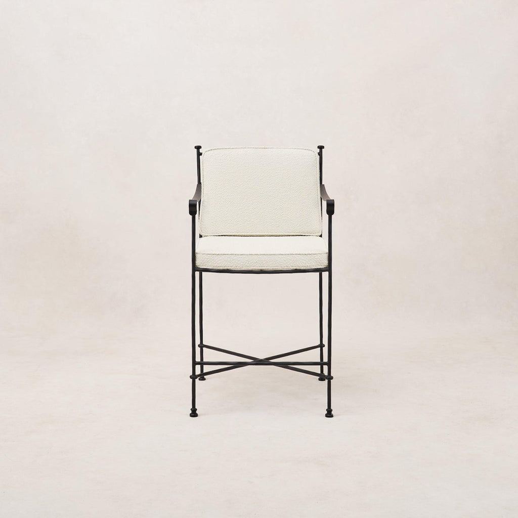 Provence Vintage Outdoor Counter Stool with Weatherproof Bouclé