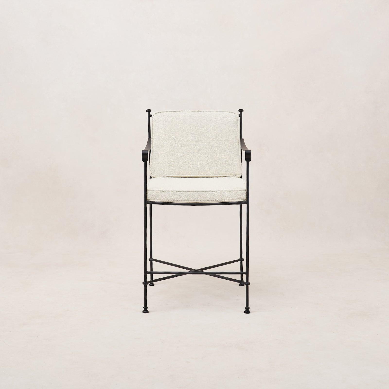 Provence Vintage Outdoor Counter Stool with Weatherproof Bouclé