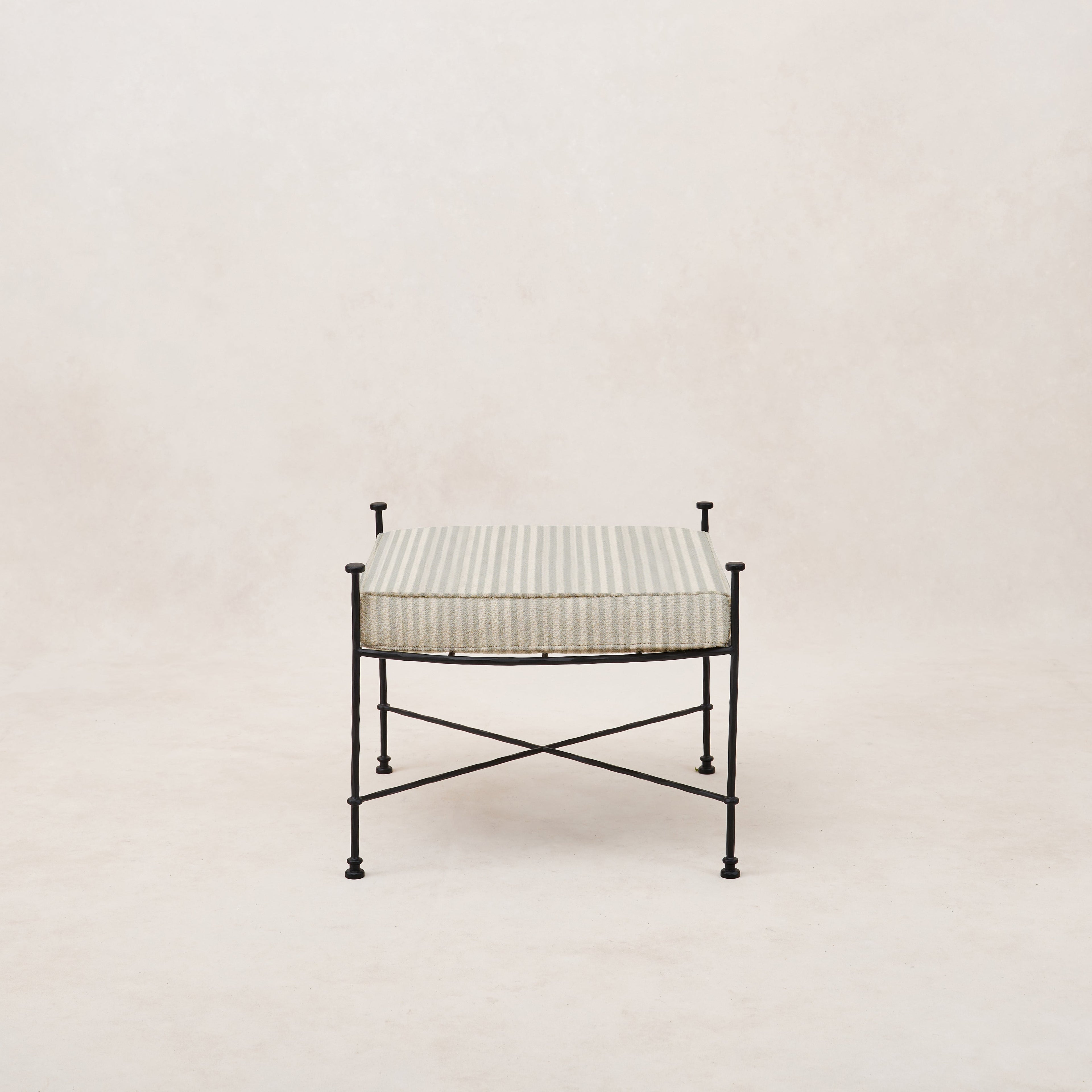 Provence Outdoor Ottoman - Mist Striped