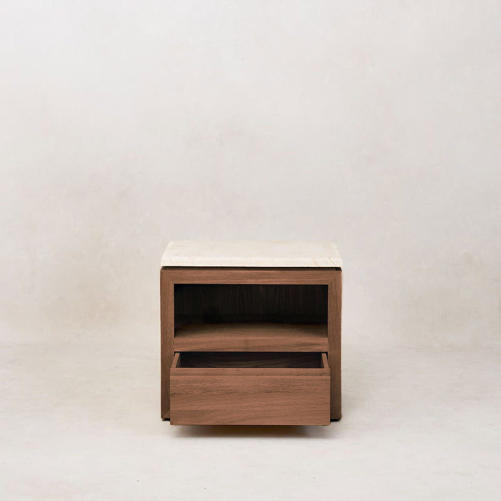Mocha Sofita Marble Nightstand with Soft-Close Drawers