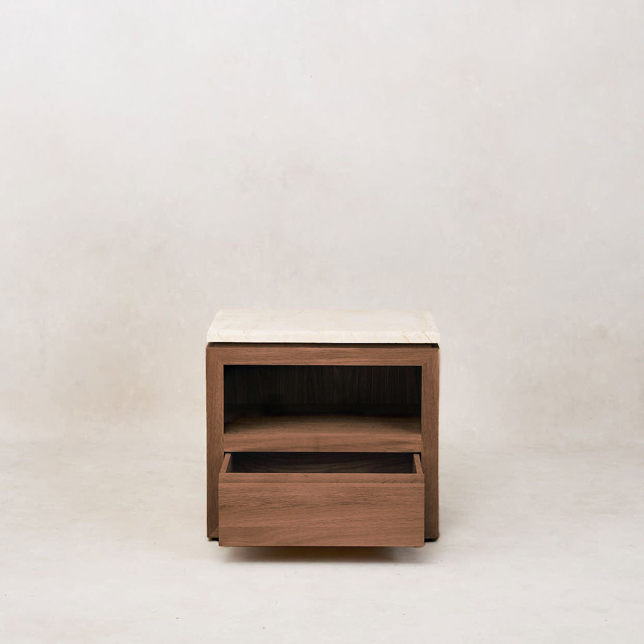 Mocha Sofita Marble Nightstand with Soft-Close Drawers