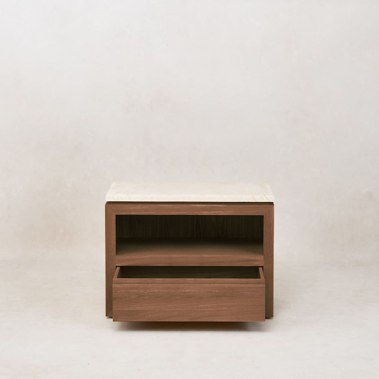 Mocha Sofita Marble Nightstand with Soft-Close Drawers