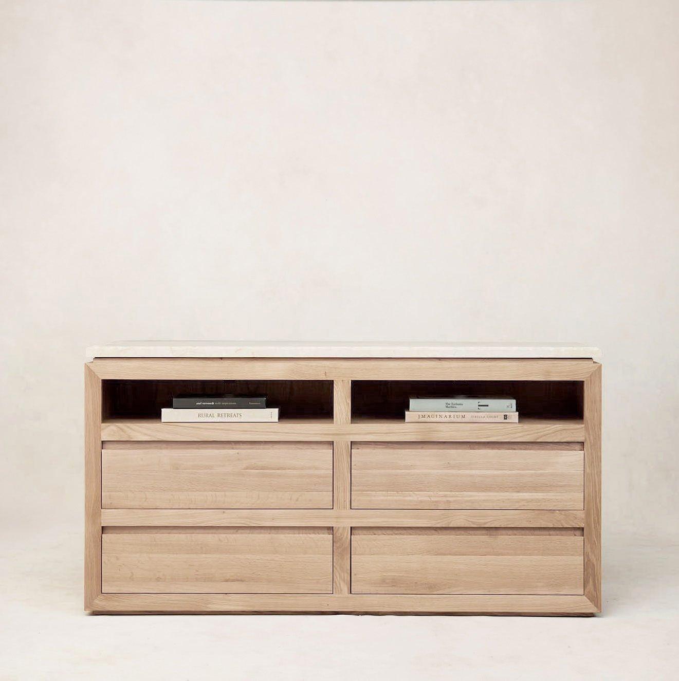 Sofita White Oak Marble Dresser - Elegant Storage Solution