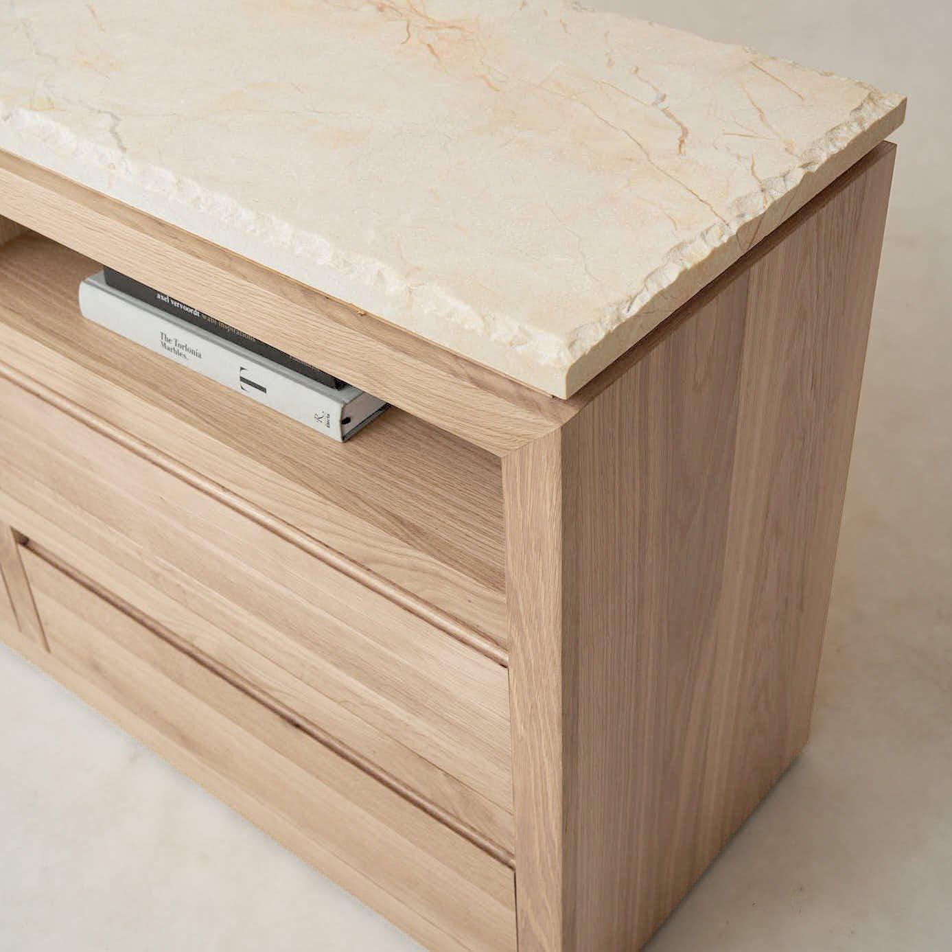 Sofita White Oak Marble Dresser - Elegant Storage Solution
