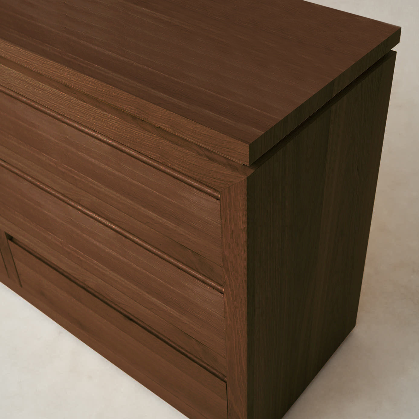 Sofita Mocha Wood Dresser with Stone Accent & Soft-Close Drawers