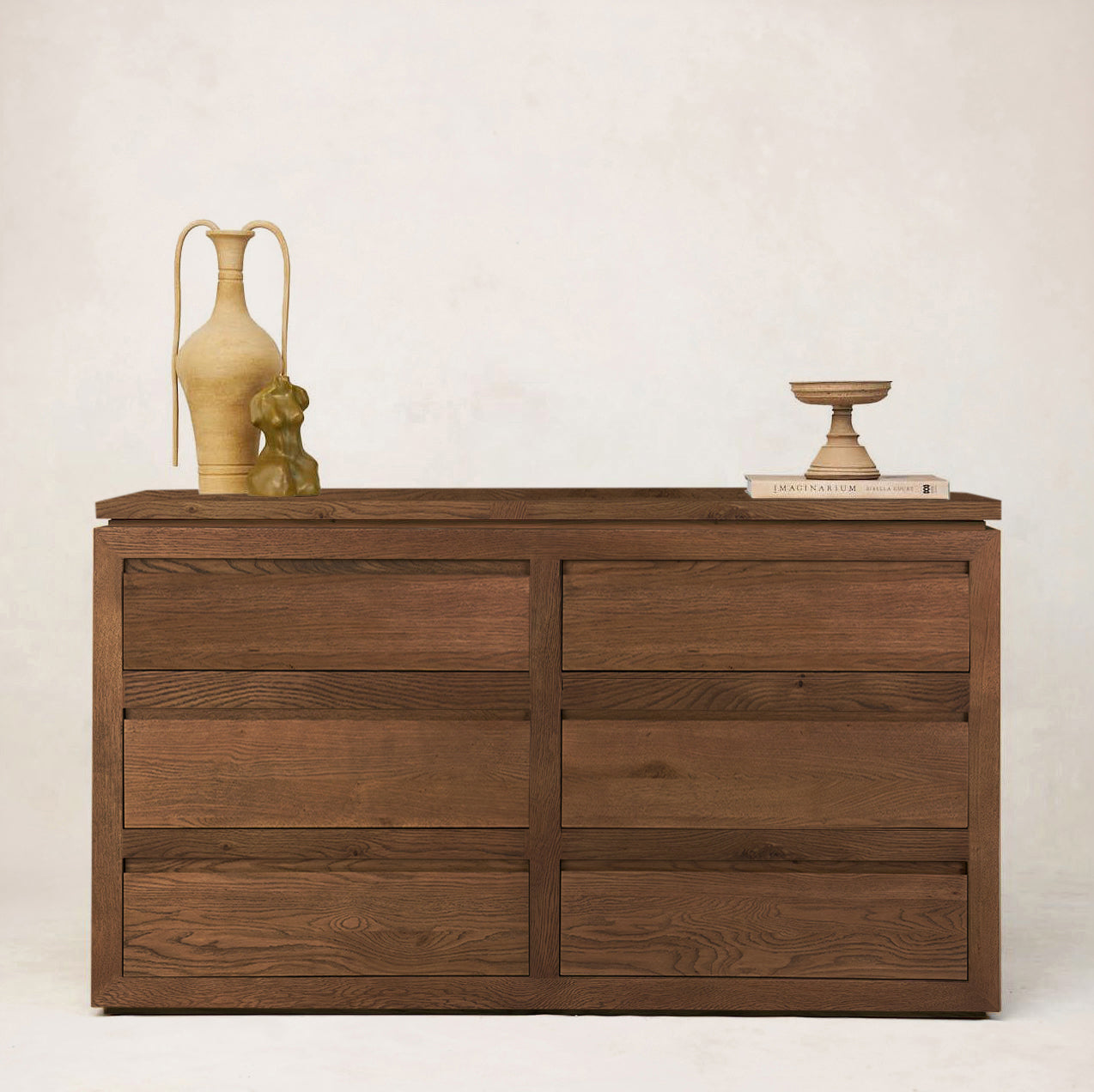 Sofita Mocha Wood Dresser with Stone Accent & Soft-Close Drawers