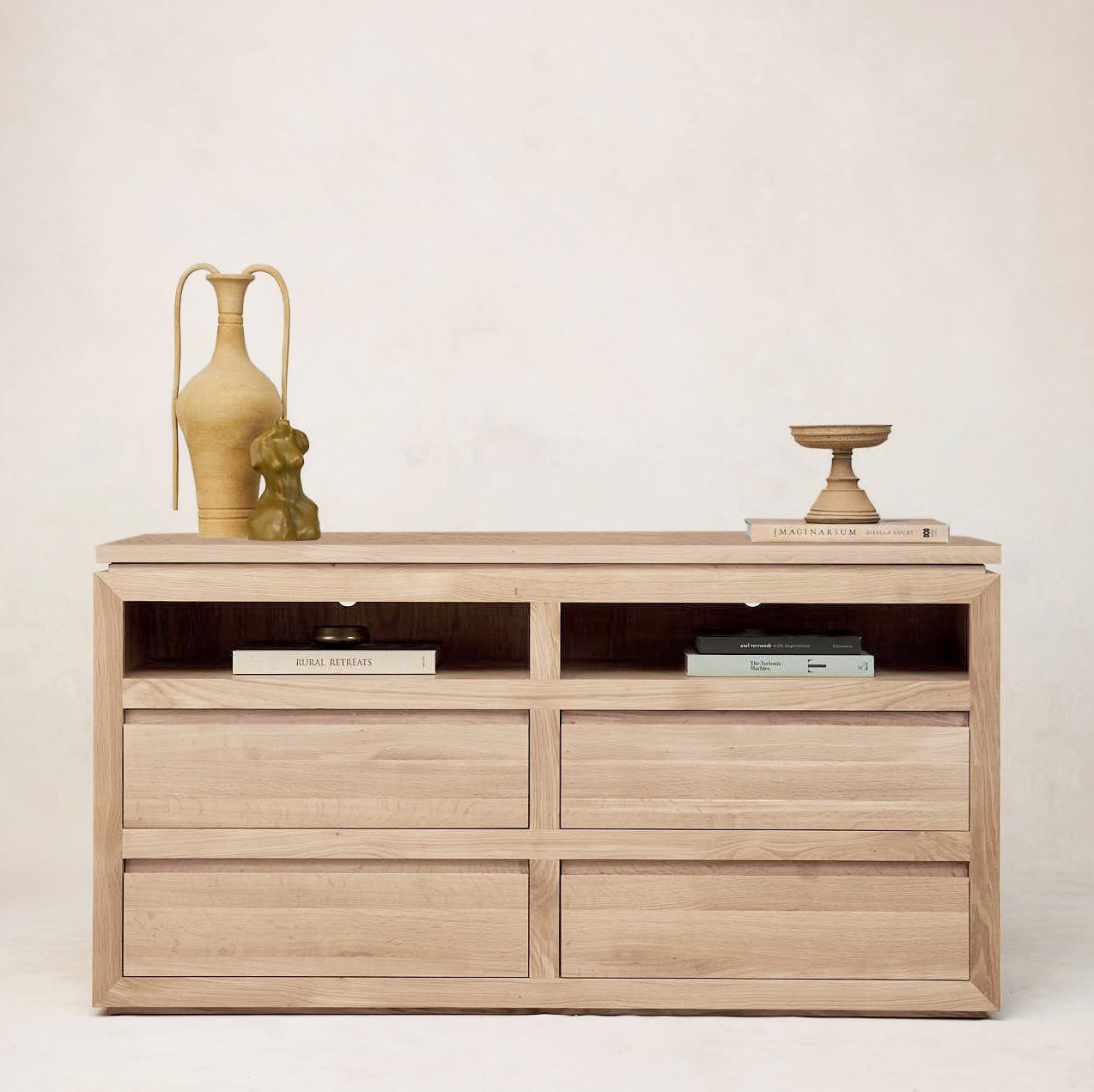 Sofita White Oak Dresser with Marble Accent - Premium Storage