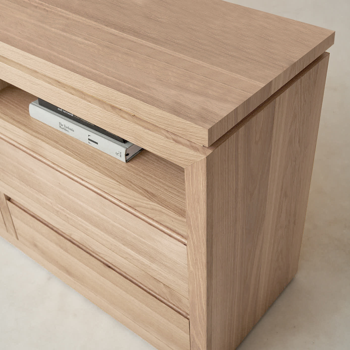 Sofita White Oak Dresser with Marble Accent - Premium Storage