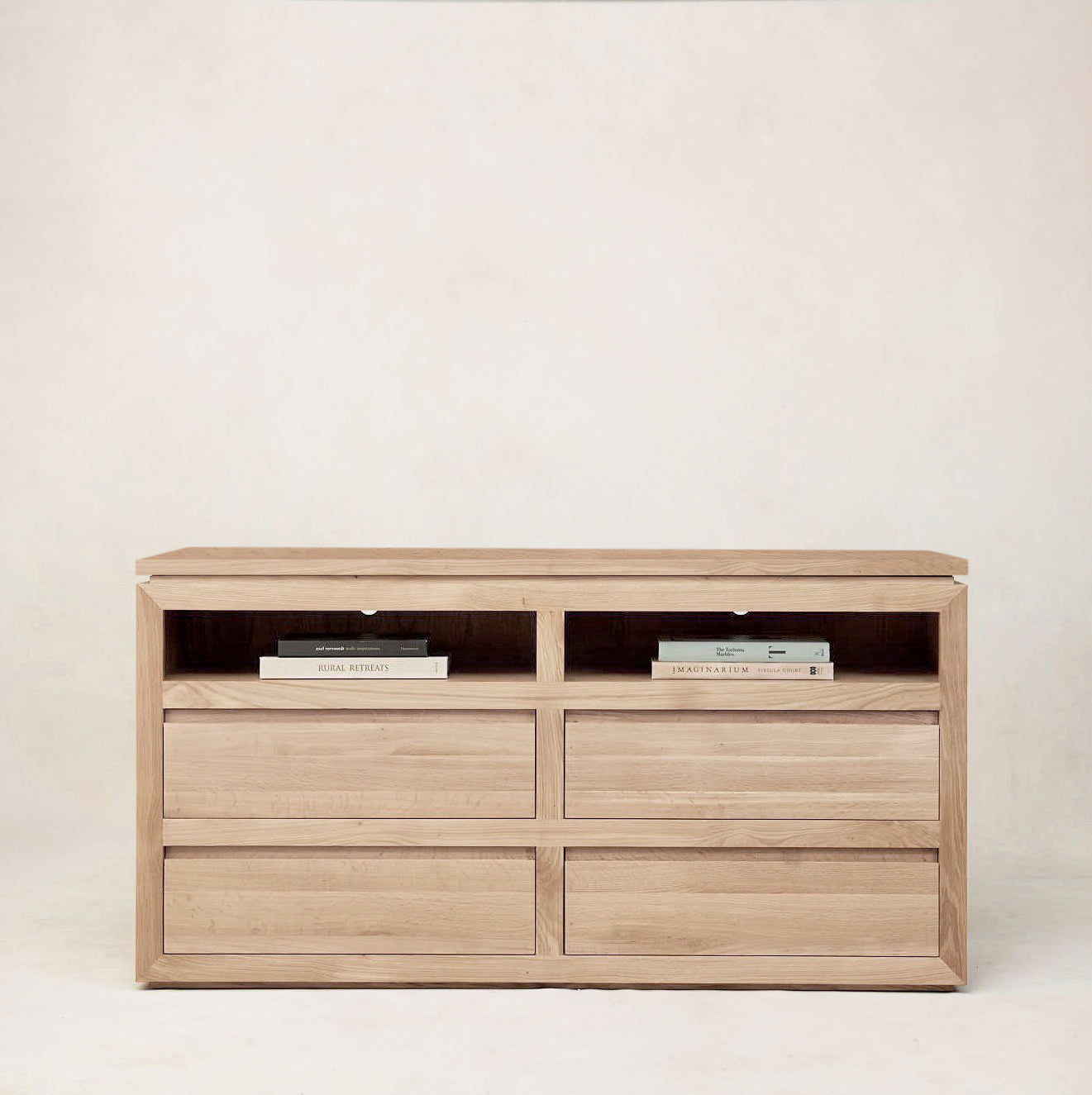 Sofita White Oak Dresser with Marble Accent - Premium Storage