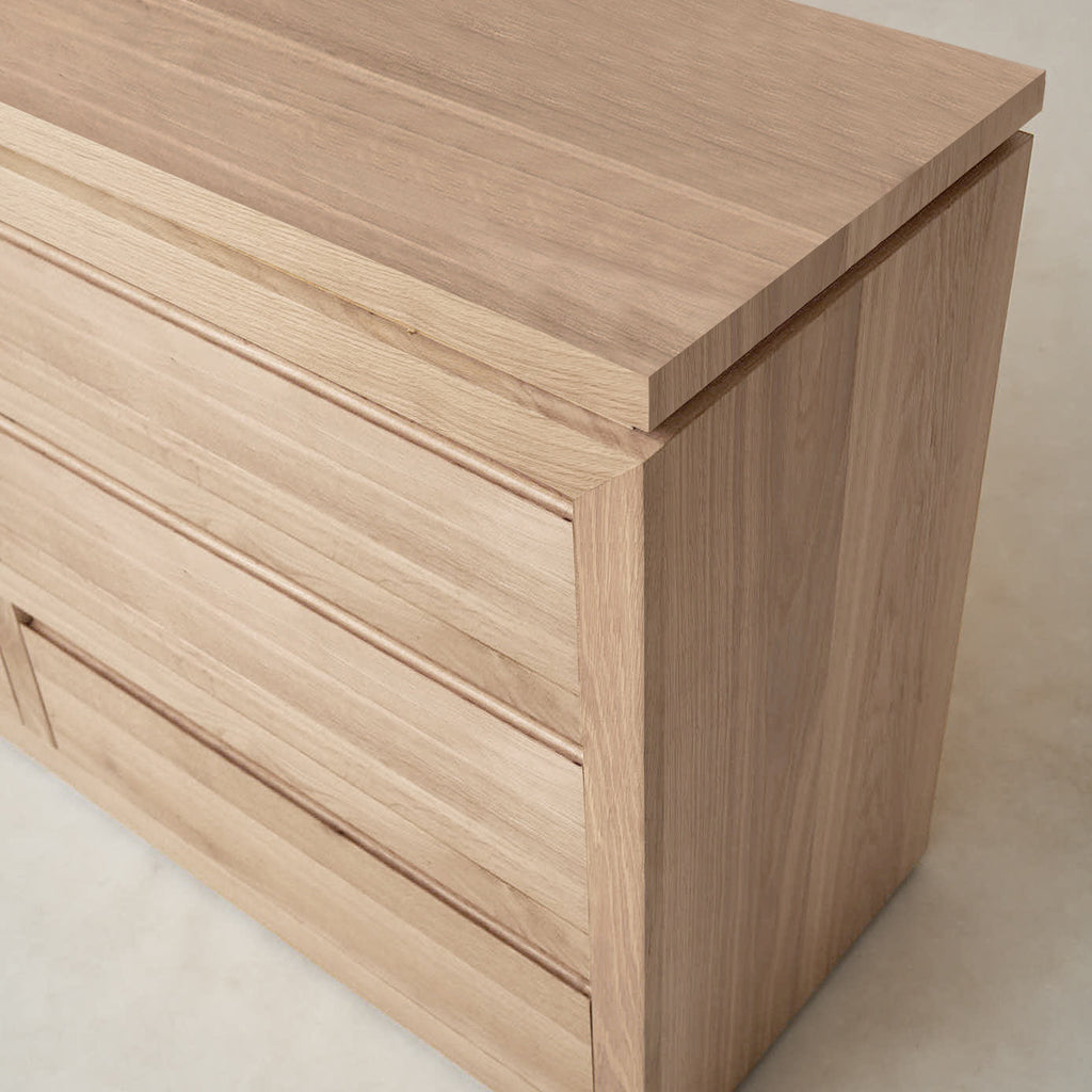 Sofita White Oak Dresser with Marble Accent - Premium Storage