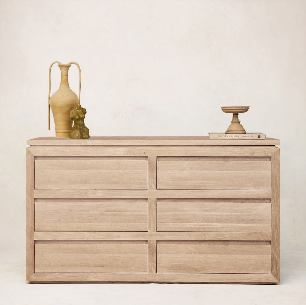 Sofita White Oak Dresser with Marble Accent - Premium Storage