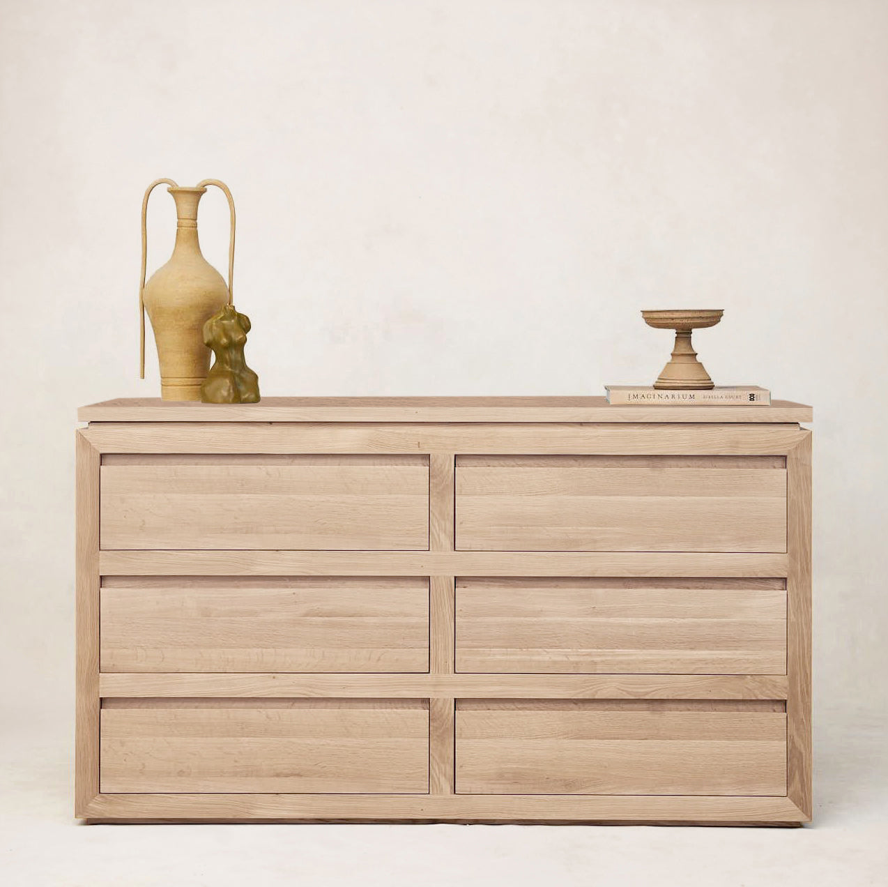 Sofita White Oak Dresser with Marble Accent - Premium Storage