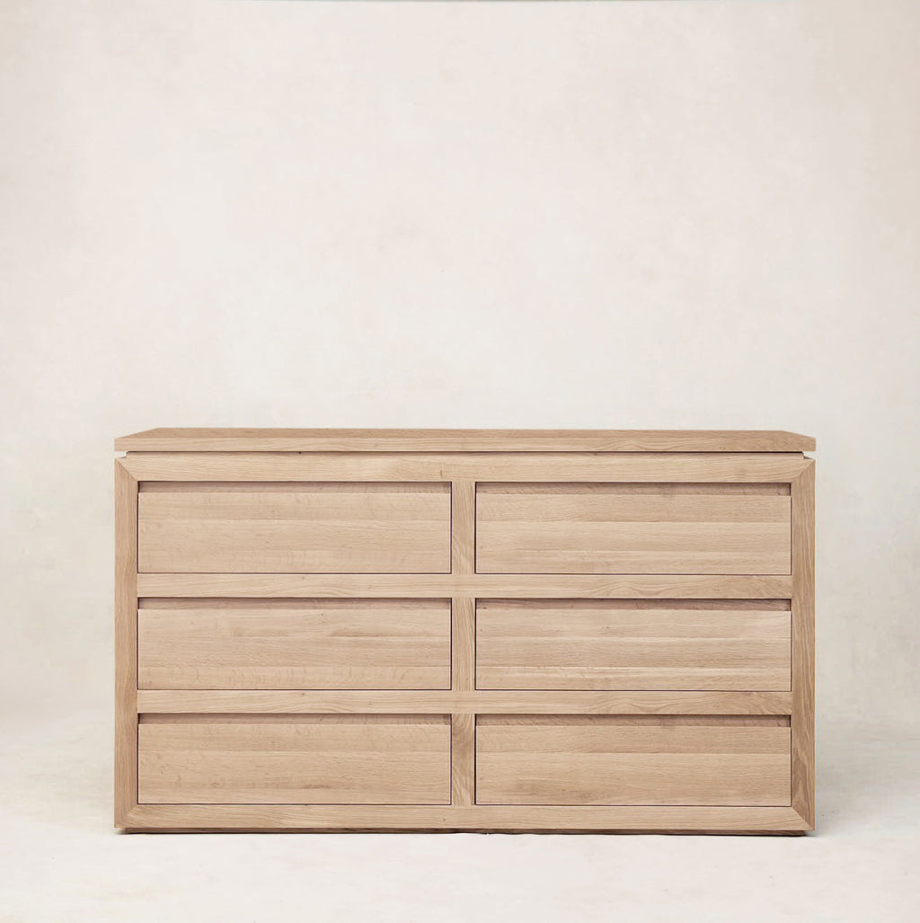 Sofita White Oak Dresser with Marble Accent - Premium Storage