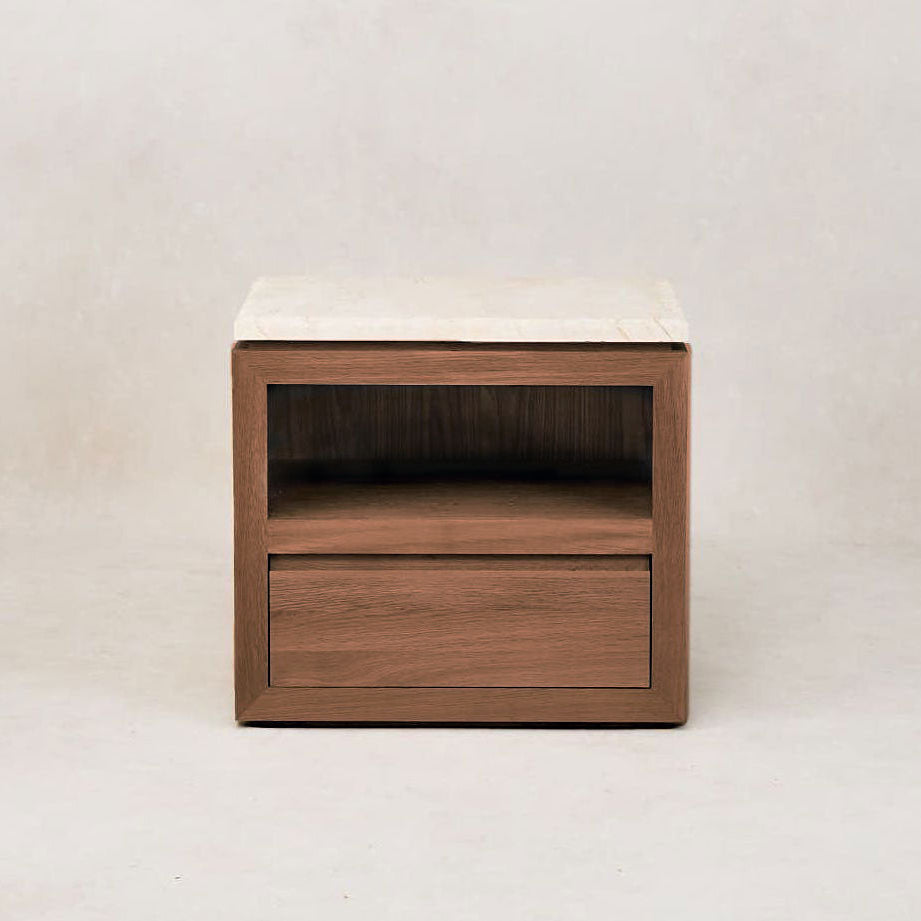Mocha Sofita Marble Nightstand with Soft-Close Drawers