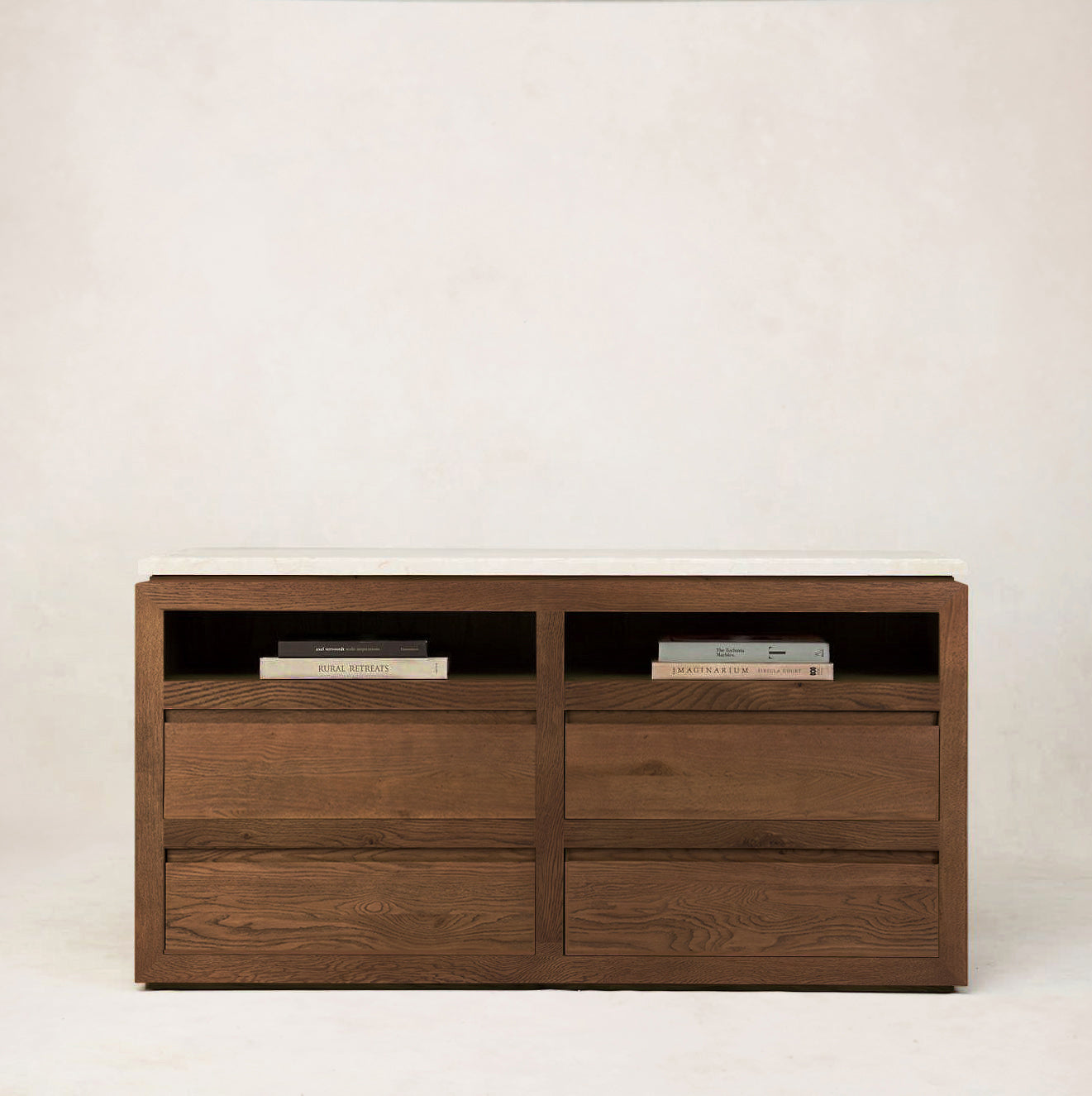 Luxurious Sofita Marble Mocha Dresser with Soft-Close Storage