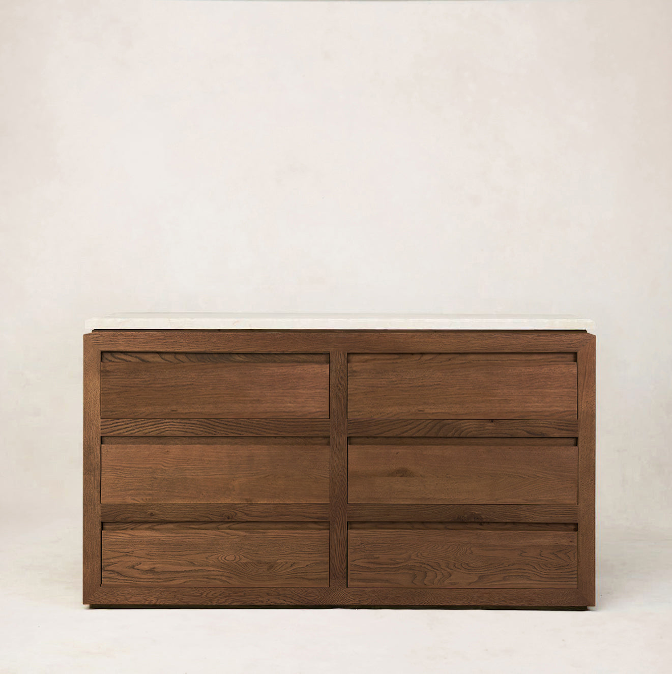 Luxurious Sofita Marble Mocha Dresser with Soft-Close Storage