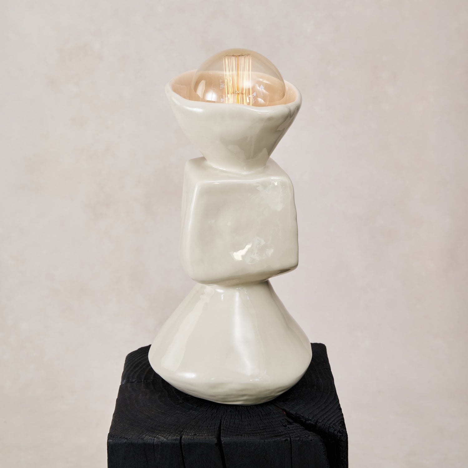 Handcrafted White Ceramic Table Lamp - Portuguese Artistry