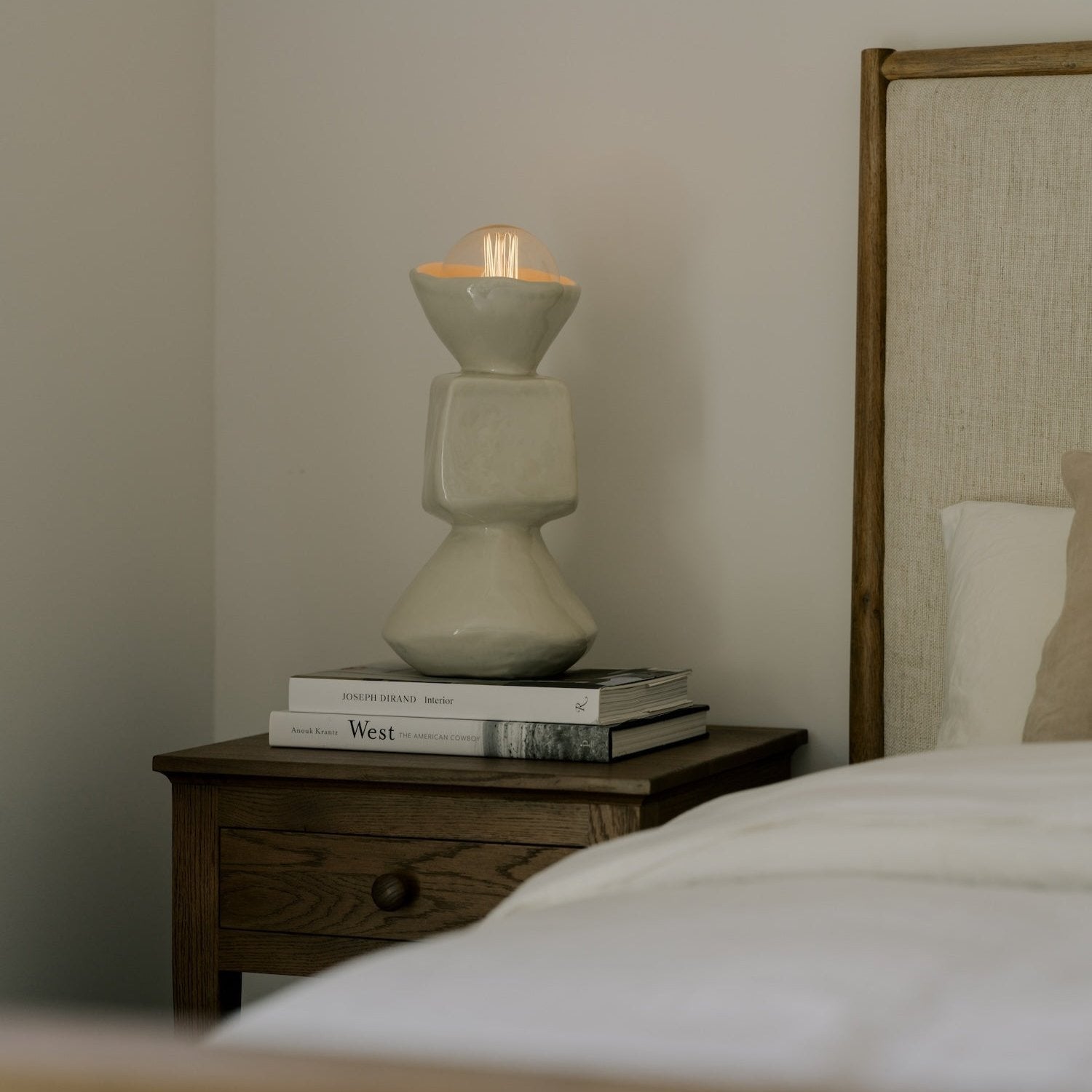 Handcrafted White Ceramic Table Lamp - Portuguese Artistry