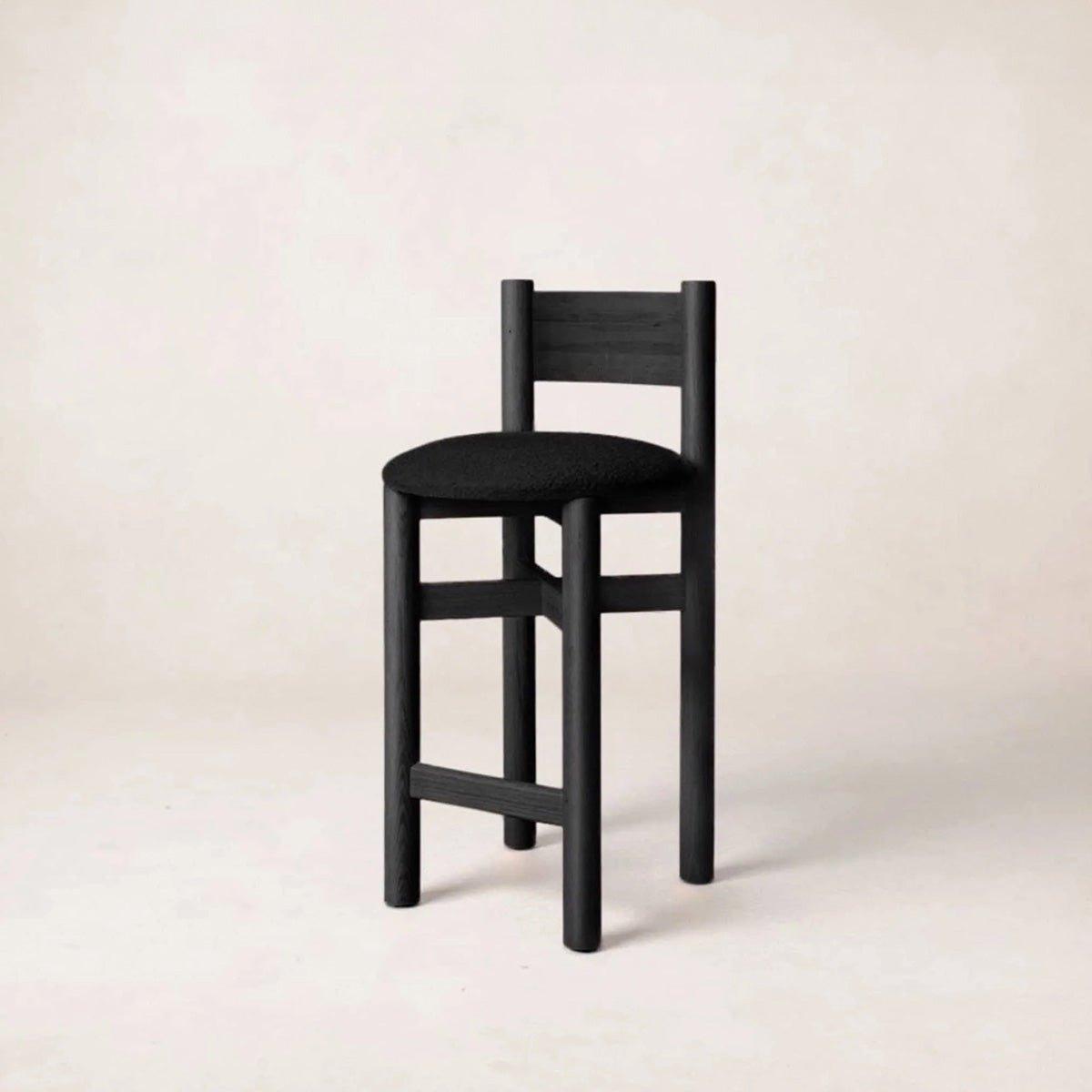 Modern Black Oak Counter Stool with Customizable Upholstery