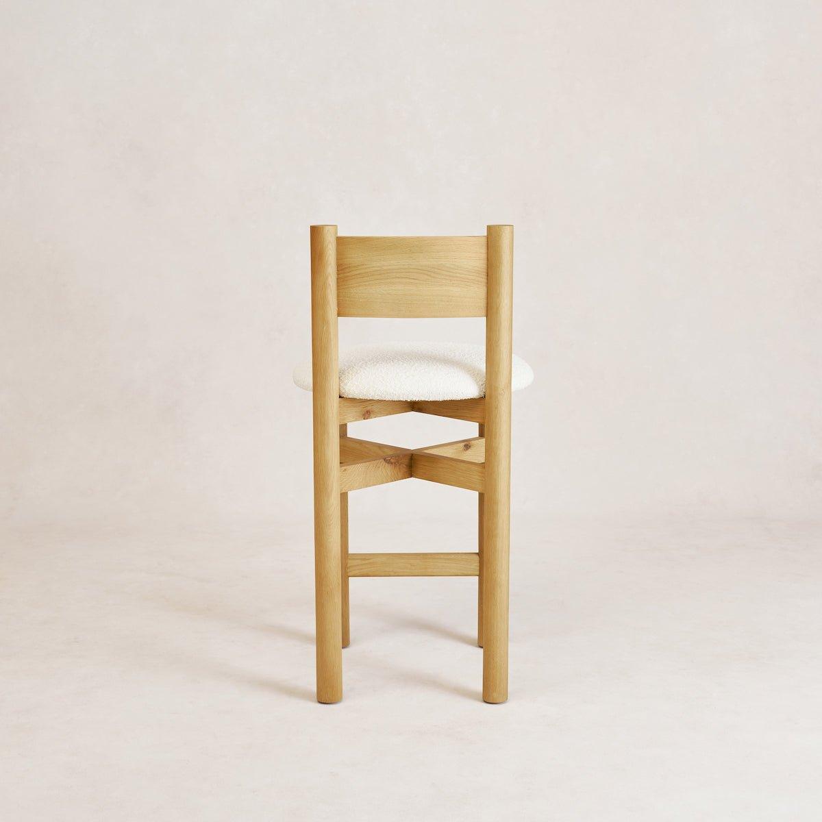 Artisan Oak Counter Stool with Boucle - Customizable & Durable
