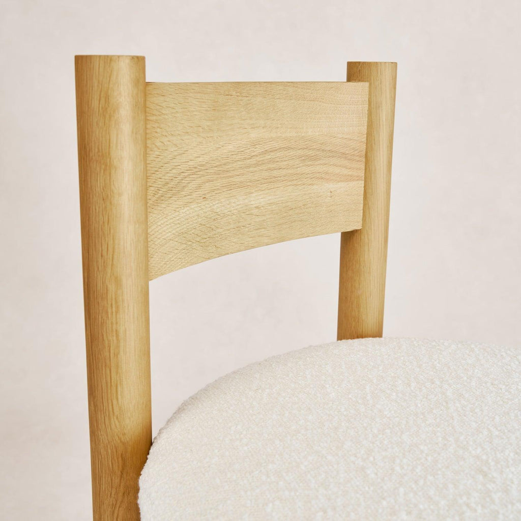 Artisan Oak Counter Stool with Boucle - Customizable & Durable