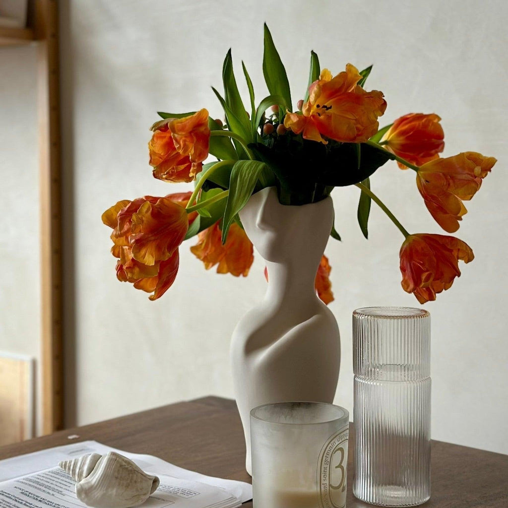 Artistic Face Vase - Abstract Ceramic Flower Holder