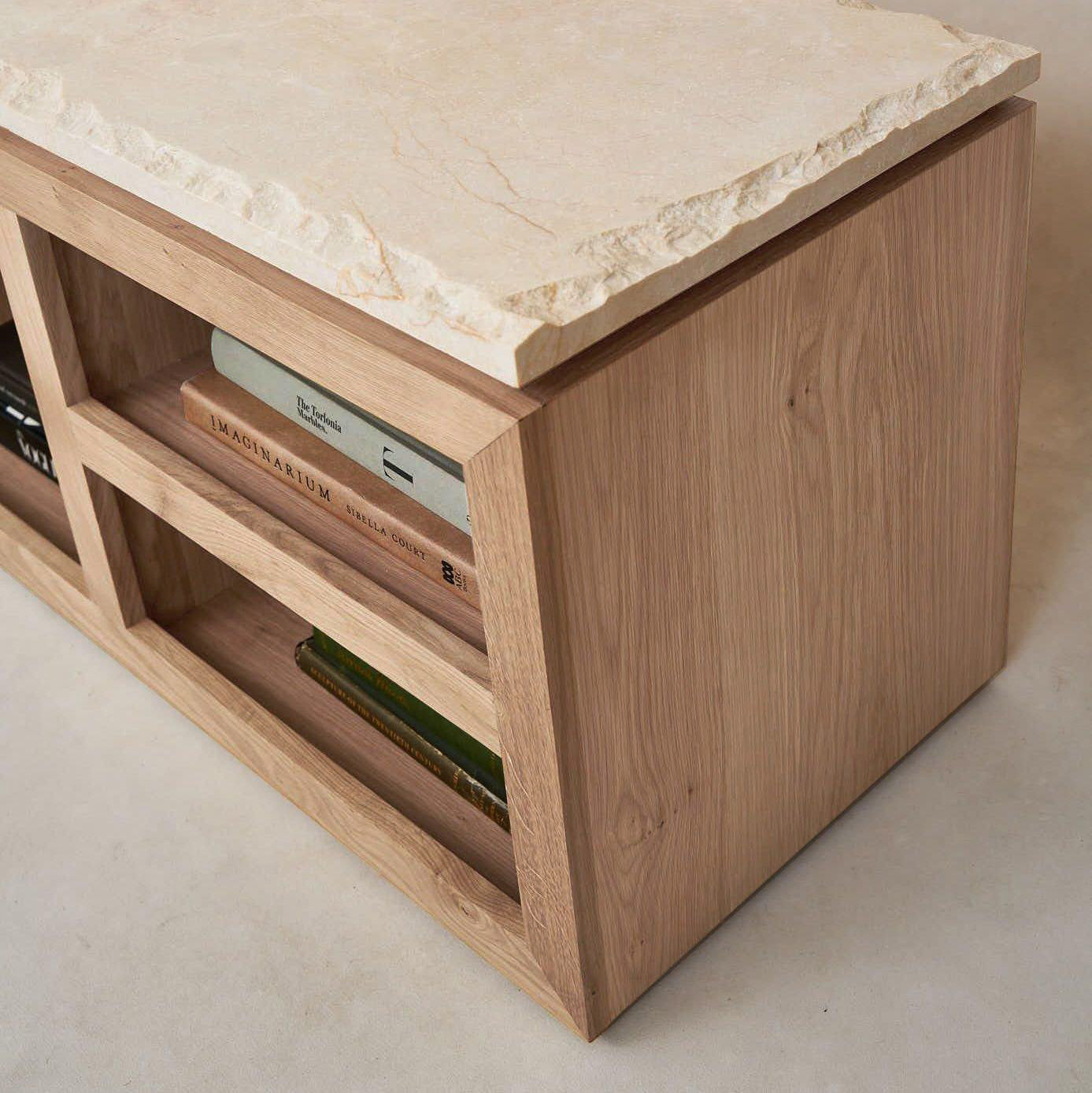 Elegant White Oak & Marble Media Console for Modern Living