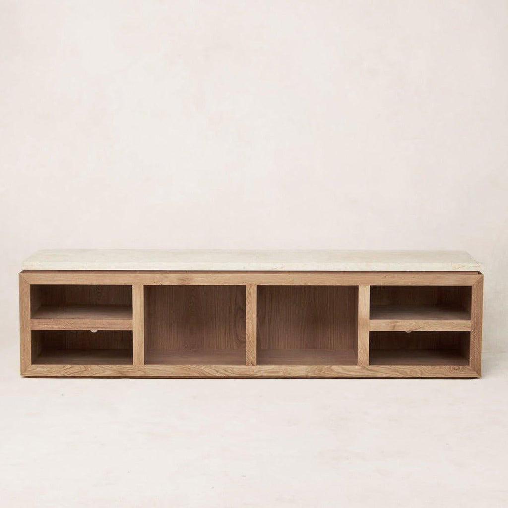 Elegant White Oak & Marble Media Console for Modern Living