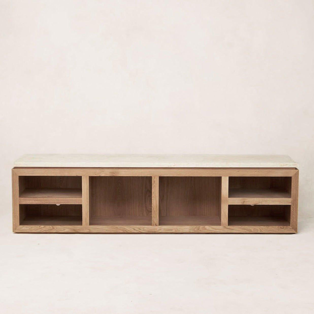 Elegant White Oak & Marble Media Console for Modern Living