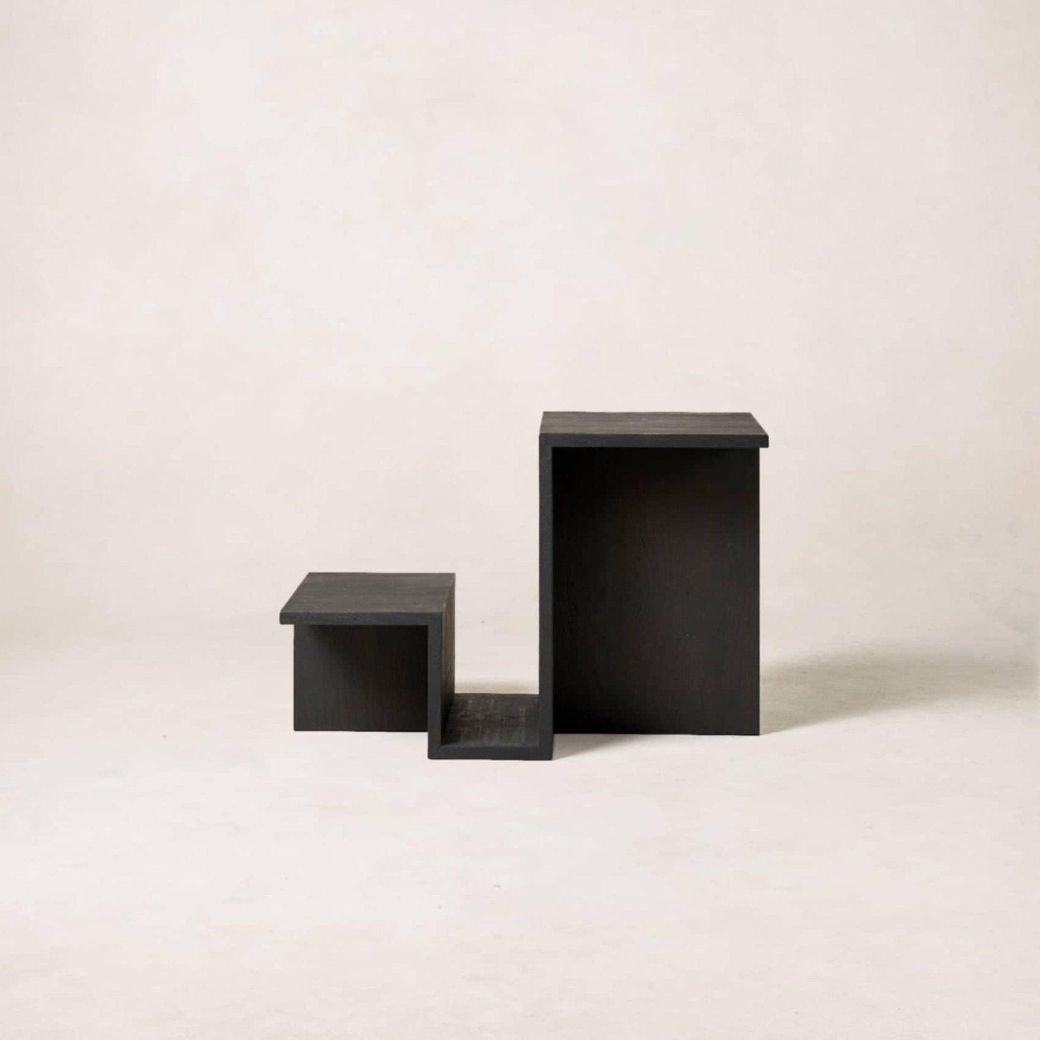 Modern Black Valley Side Table with Built-In Magazine Rack