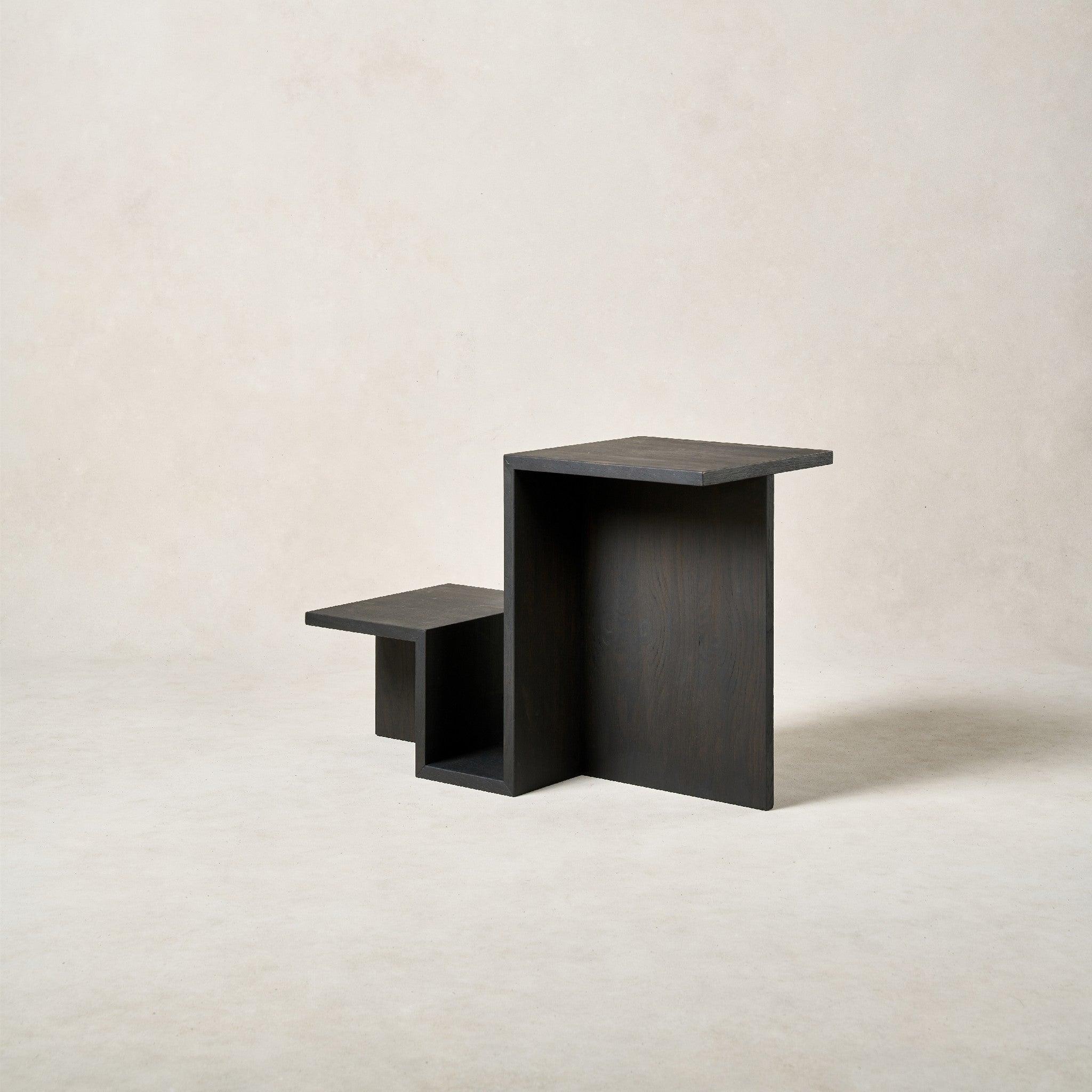Modern Black Valley Side Table with Built-In Magazine Rack