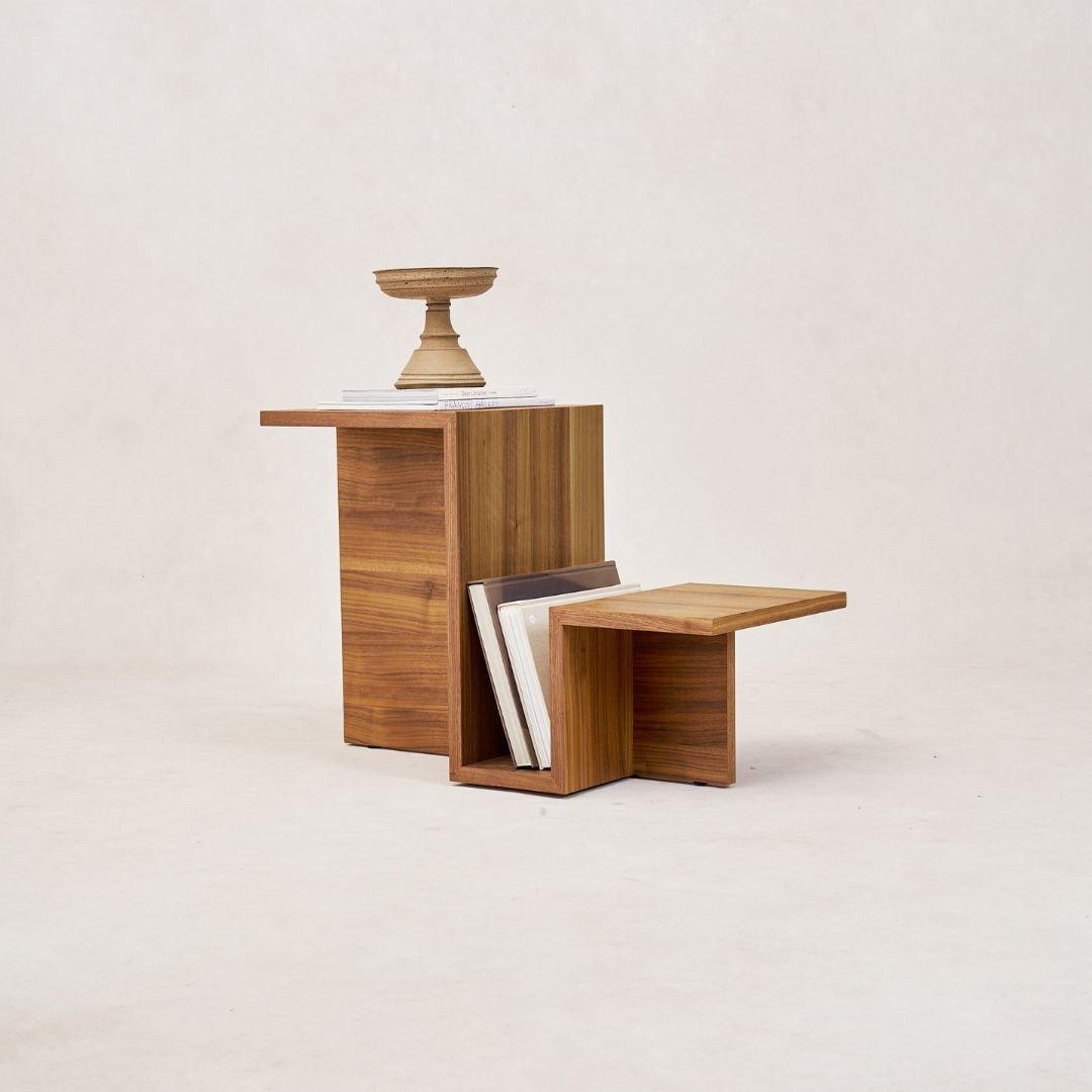 Elegant Walnut Side Table with Magazine Rack - Ojai Design
